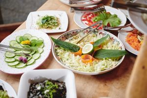 Our salad buffet;)made with much love. at Naturhaus Lehnwieser in Ramsau Am Dachstein