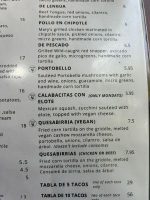 Vegan options on menu   at 5 Tacos & Beer in Walnut Creek