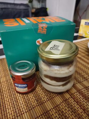 Tiramisú dessert and ketchup sauce at Same Same Burger - Cloud kitchen in Madrid