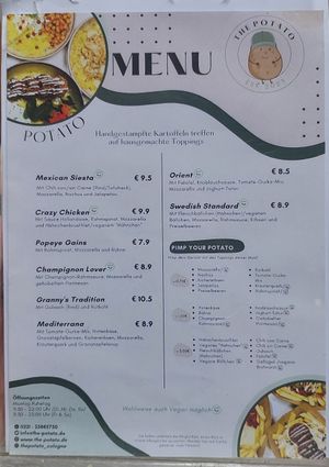 Menu at The Potato  in Cologne