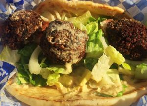 This here is a Chickpea Falafel Pita Bread Taco 10/10   at Shako Mako Grill in Glendale