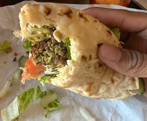 This here is a Chickpea Falafel Pita Bread Taco  at Shako Mako Grill in Glendale