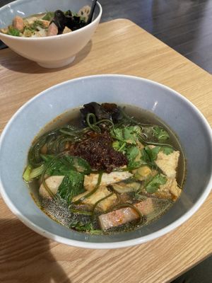 Spicy mala tang soup  at Ascend Vegetarian 蔬升 in Central Singapore