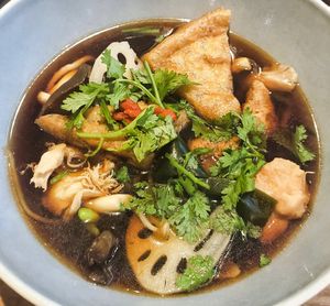 Herbal soup base at Ascend Vegetarian 蔬升 in Central Singapore