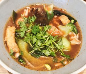 Tomato soup base at Ascend Vegetarian 蔬升 in Central Singapore