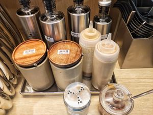 Various of sauces available at Ascend Vegetarian 蔬升 in Central Singapore