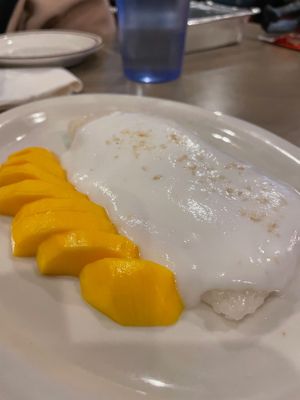 Mango & Sticky Rice with coconut sauce at Thai Pot Cafe in Denver