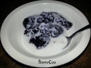 Delicious black rice pudding in vegan coconut sauce at Thai Pot Cafe in Denver