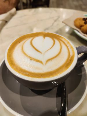 Oat milk coffee at Pionero Coffee Roasters in Oviedo