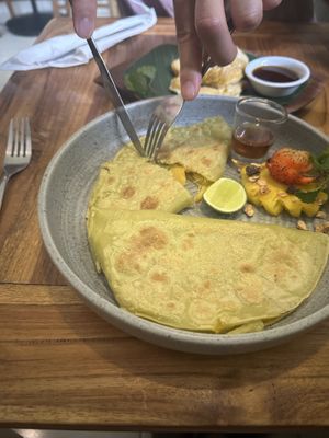 Pineapple pancake - this was the only thing we ordered that we didn’t love. Specify vegan for maple syrup instead of honey    at Compound's Warung - In Da Compound Warung in Gianyar