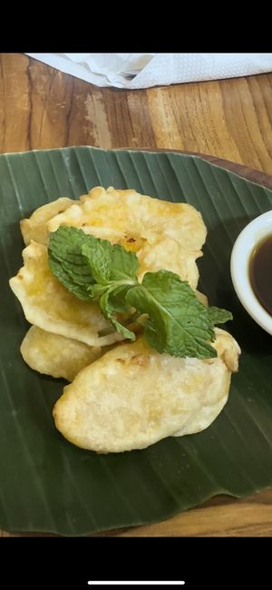Banana fritters with brown sugar syrup   at Compound's Warung - In Da Compound Warung in Gianyar