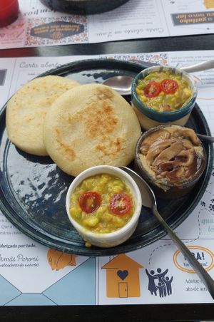 Vegan arepas at Gateria Cat Cafe   in Sao Paulo