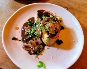 Mushroom and tarragon gateu at The Treehouse Restaurant in Alnwick