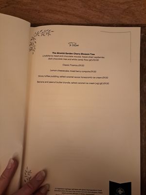 Menu Nov25 at The Treehouse Restaurant in Alnwick