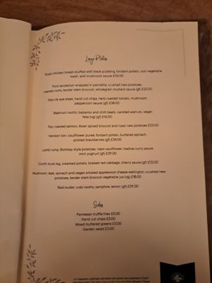 Menu Nov25 at The Treehouse Restaurant in Alnwick