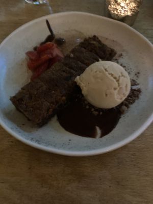 Banana and peanut butter desert  at The Treehouse Restaurant in Alnwick