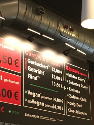 sausage options at Curry Co in Leipzig
