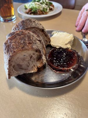 Bread and onion jam  at Lychees in Warsaw