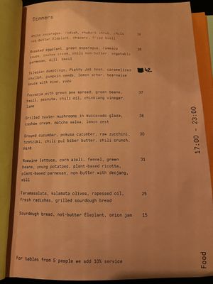 Dinner menu  at Lychees in Warsaw