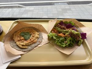 Tacos (hummus left, vegetable right)  at CONTACT NIKKO - Food Stand in Nikko