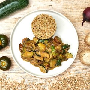 Dinkelbeilage mit Gemüsepfanne at Eat the Rainbow – Kochkurse & Ernährungscoaching in Horst