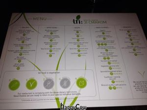 Menu at Tri in Kyiv