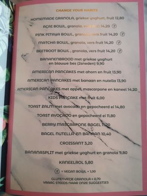 Breakfast menu at Taboe in Blankenberge