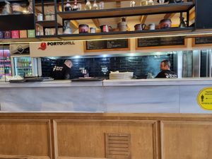 Cooking area at Porto Grill in Pireas