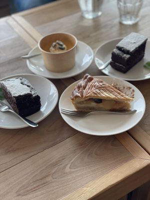 Vegan sweets: apple pie, chocolate cake, pumpkin pudding   at Cafe Pirica - 喫茶 Pirica (ピリカ) in Beppu