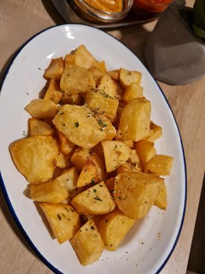 Patatas bravas at Ses Cosines Restaurant in Mallorca