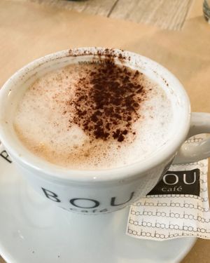 Cappuccino mit Hafermilch  at Ses Cosines Restaurant in Mallorca