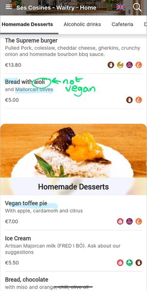  at Ses Cosines Restaurant in Mallorca