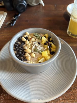 Chocolate and peanut butter smoothie bowl  at The Vegan Room in Jaipur