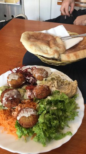 Salad and Falafel at Tel Aviv Hummus House in Belgrade