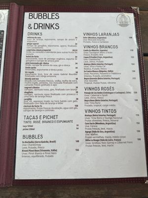 Menu! 1 leaf means vegetarian, 2 leaves mean vegan. And the brown circle means gluten free. Page 3  at Café 18 do Forte in Rio De Janeiro