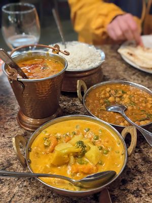 Dahl, Korma and Chickpea curry at Zyka in Banff
