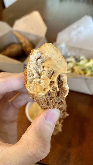 Wings with chipotle sauce   at Bitchin Donuts in Albany