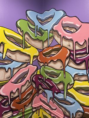 Kewl bathroom mural!  at Bitchin Donuts in Albany