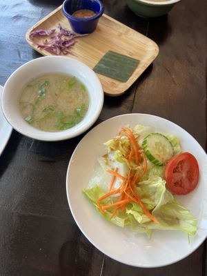 Salad and soup (with lunch special)  at Green Elephants Thai Vegan in Watkins Glen