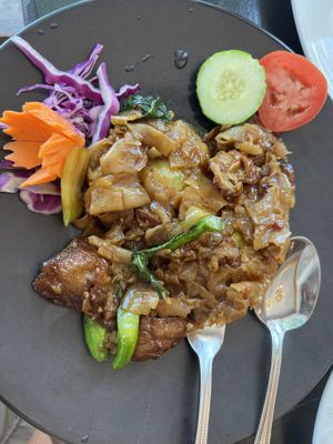 Pad see ew (lunch portion size)  at Green Elephants Thai Vegan in Watkins Glen