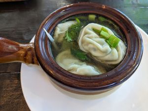 Won ton soup at Green Elephants Thai Vegan in Watkins Glen
