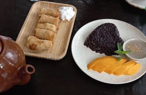 Black rice and mango with coconut syrup
 at Green Elephants Thai Vegan in Watkins Glen