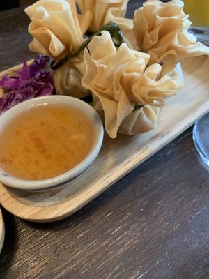 Deliciousness! They are Golden “Thai pockets” (you’ll know them when you see it on the menu)  at Green Elephants Thai Vegan in Watkins Glen