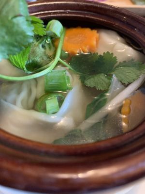 Wonton soup  at Green Elephants Thai Vegan in Watkins Glen