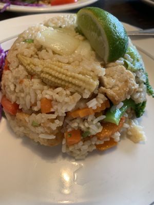 Thai fried rice with lime  at Green Elephants Thai Vegan in Watkins Glen