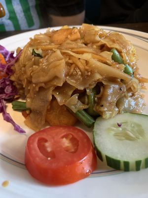 Drunken Noodles with tofu & Vegetables  at Green Elephants Thai Vegan in Watkins Glen