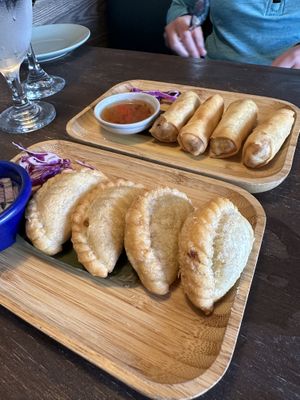 Curry puffs + spring rolls  at Green Elephants Thai Vegan in Watkins Glen