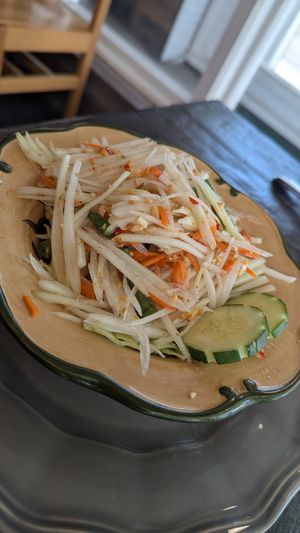 Green papaya salad at Green Elephants Thai Vegan in Watkins Glen