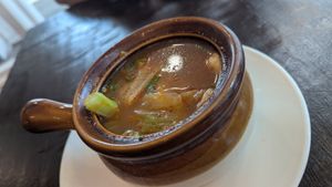 Tom yum soup at Green Elephants Thai Vegan in Watkins Glen