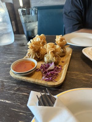 thai money bag  at Green Elephants Thai Vegan in Watkins Glen